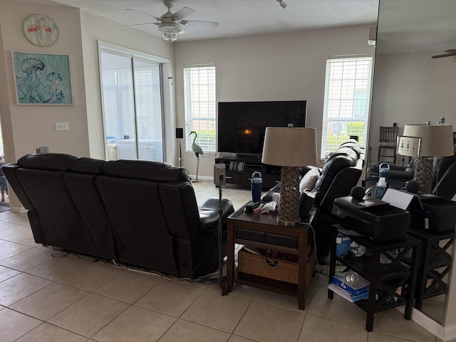 1810 Prestwick Pl, Saint Augustine, FL 32086 - living room featuring a ceiling fan and light tile patterned flooring