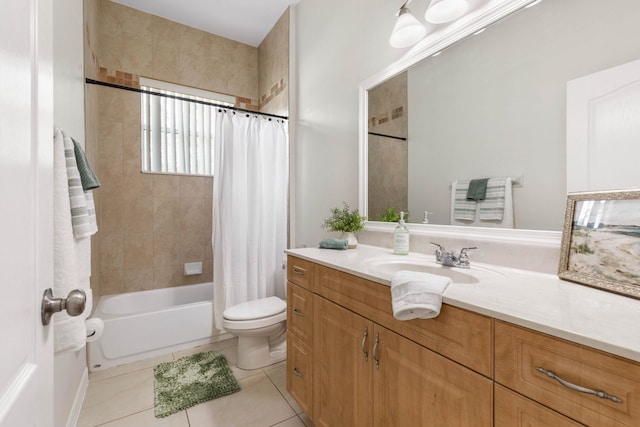 19 Ehrling Ln, Palm Coast, FL 32164 - full bathroom with toilet, vanity, tile patterned flooring, and shower / bath combo with shower curtain