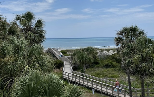 view of water feature with a view of the beach