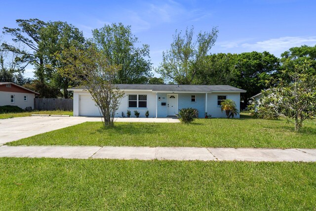 82 Andora St, Saint Augustine, FL 32086 - single story home featuring a garage, a front yard, driveway, and fence
