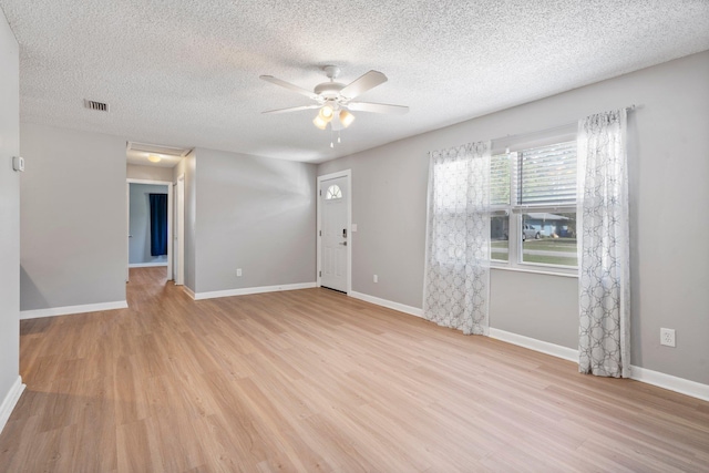 82 Andora St, Saint Augustine, FL 32086 - empty room featuring light wood-type flooring, ceiling fan, visible vents, and a textured ceiling
