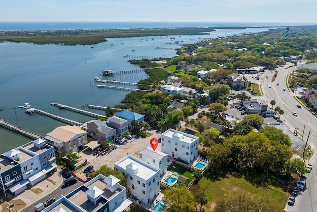 bird's eye view featuring a water view