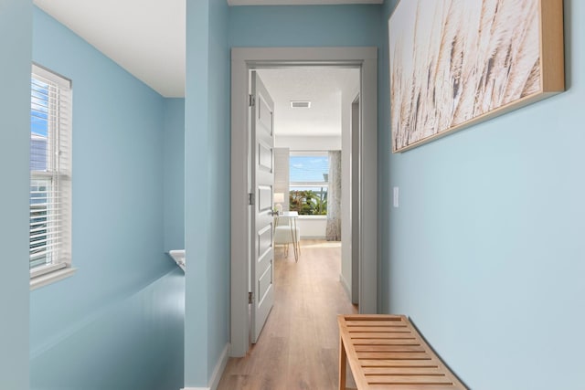 hall featuring light hardwood / wood-style flooring