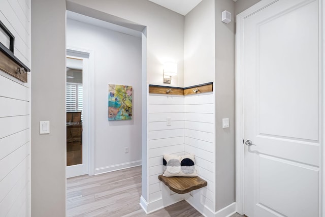 mudroom featuring light wood-type flooring