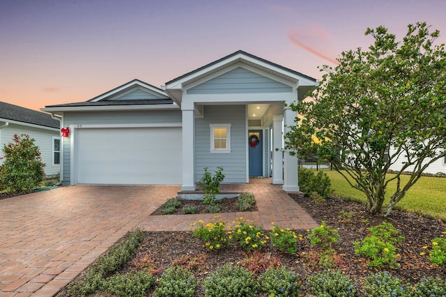 view of front of house with a garage