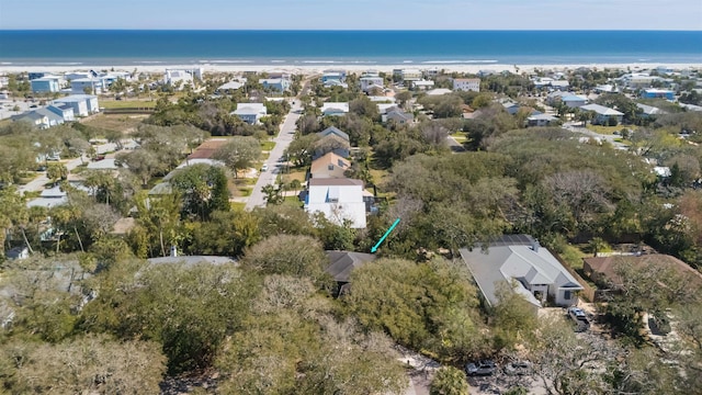 bird's eye view featuring a residential view and a water view