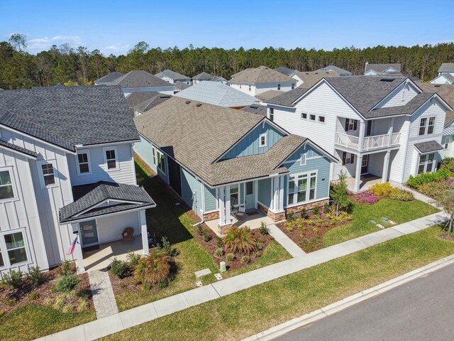 aerial view with a residential view