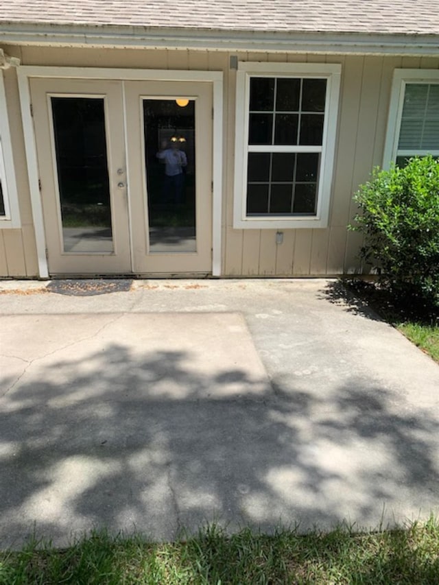 doorway to property with french doors and a patio