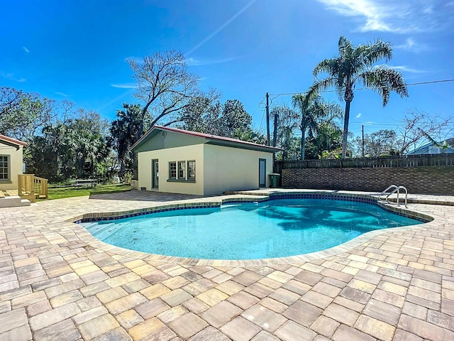 307 Minorca Ave, Saint Augustine, FL 32080 - view of pool with a fenced in pool, a patio, an outdoor structure, and fence