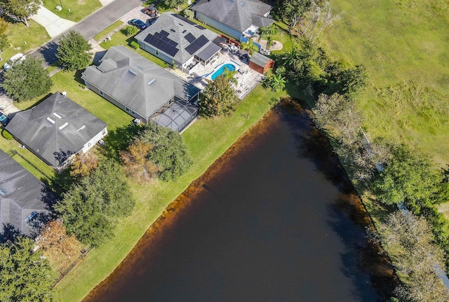 bird's eye view featuring a water view