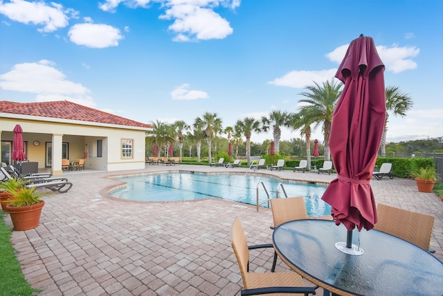 view of pool with a patio area