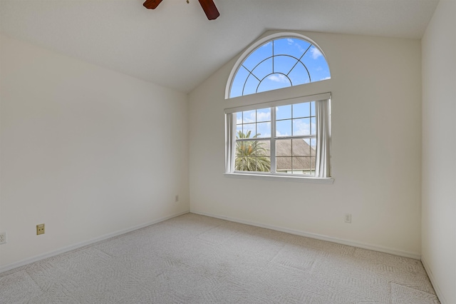 9162 August Cir, Saint Augustine, FL 32080 - unfurnished room with ceiling fan, carpet, and vaulted ceiling