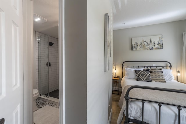 tiled bedroom with ensuite bath