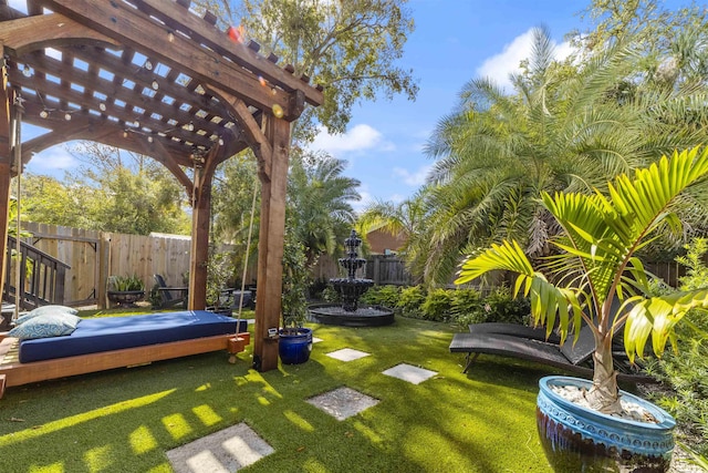 view of yard with a pergola