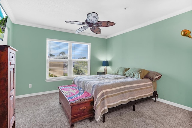 210 16th Street Unit J, Saint Augustine Beach, FL 32080 - carpeted bedroom with ornamental molding and ceiling fan