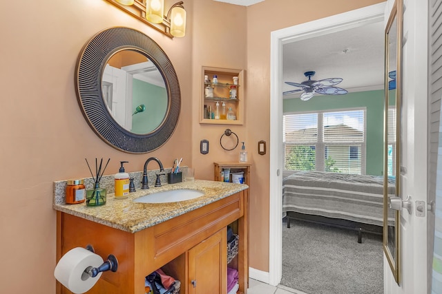 210 16th Street Unit J, Saint Augustine Beach, FL 32080 - bathroom with vanity and ceiling fan