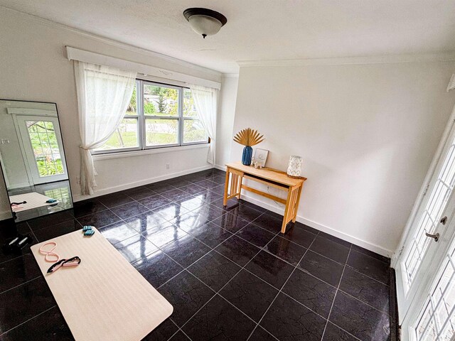 240 Ravenswood Dr, Saint Augustine, FL 32084 - kitchen with black appliances, a sink, healthy amount of natural light, dark wood-style floors, and ornamental molding