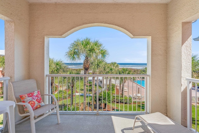 balcony with a water view