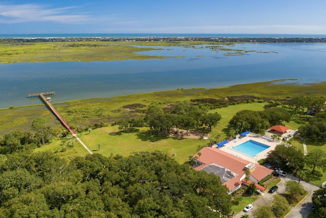 bird's eye view featuring a water view