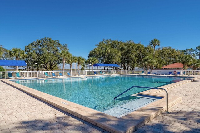 view of pool featuring a patio area