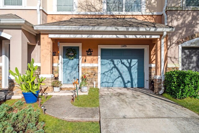 entrance to property with a garage