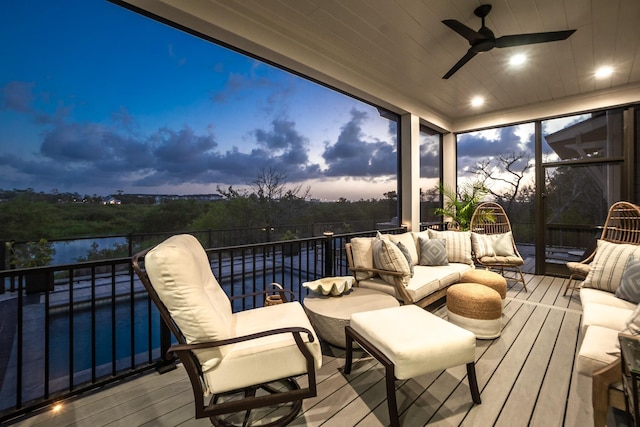 214 Pelican Reef Dr, Saint Augustine, FL 32080 - sunroom with wood ceiling, wood finished floors, expansive windows, and a water view