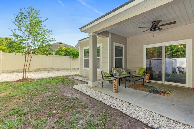 7503 Caravaca Ct, Jacksonville, FL 32244 - view of patio / terrace with a ceiling fan, fence, and an outdoor hangout area