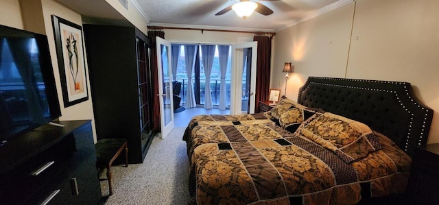2 Dondanville Rd Unit 216, Saint Augustine Beach, FL 32080 - bedroom featuring ornamental molding, carpet flooring, and ceiling fan