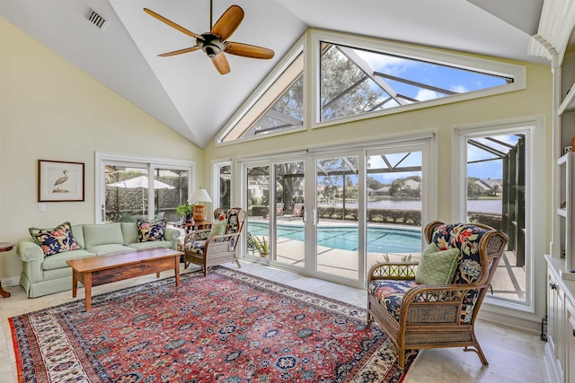 1 Sandpiper Cv, Ponte Vedra Beach, FL 32082 - sunroom featuring vaulted ceiling, plenty of natural light, and a water view