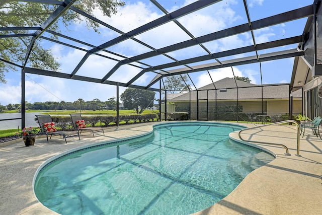1 Sandpiper Cv, Ponte Vedra Beach, FL 32082 - swimming pool with a patio, a water view, and glass enclosure