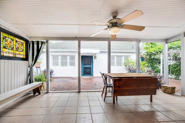 12 E Park Ave, Saint Augustine, FL 32084 - sunroom with ceiling fan and tile patterned flooring