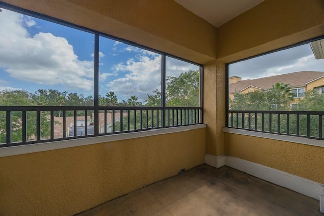 view of unfurnished sunroom