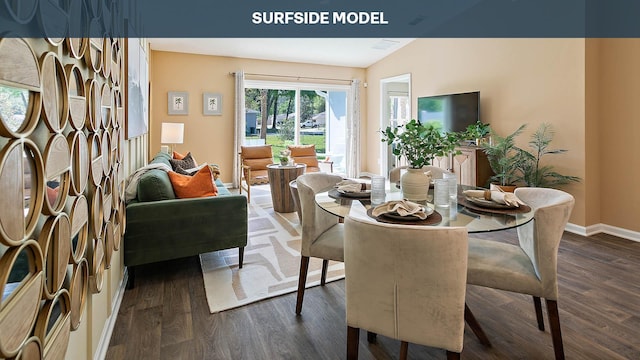 55 Rose Dr Unit B, Palm Coast, FL 32164 - dining room featuring dark hardwood / wood-style floors and lofted ceiling