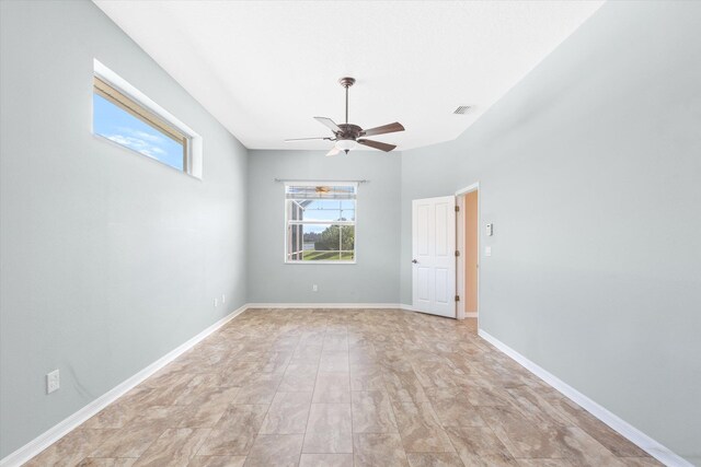 unfurnished room featuring ceiling fan