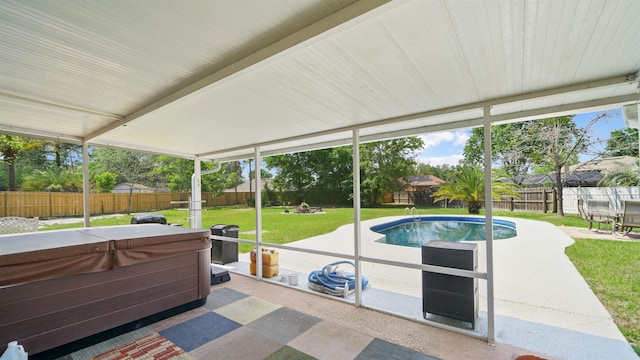 view of patio featuring a fenced backyard and a fenced in pool