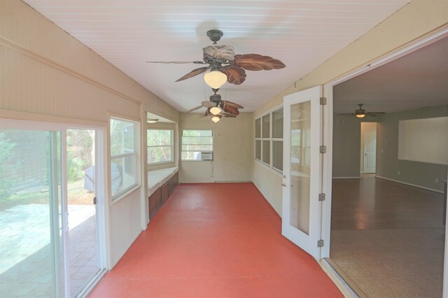 312 Brantley Harbor Dr, Saint Augustine, FL 32086 - unfurnished sunroom featuring a ceiling fan and lofted ceiling