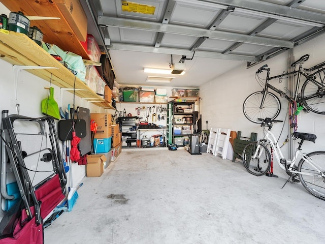 garage with a garage door opener