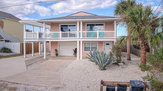 beach home featuring a garage