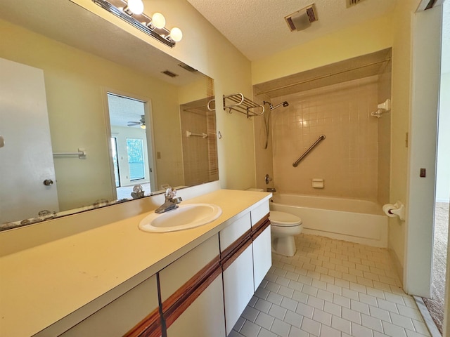 221 Mayan Ter, Saint Augustine, FL 32080 - full bathroom with vanity, shower / bath combination, tile patterned flooring, and a textured ceiling