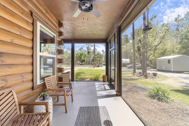 10635 Beckenger Ave, Hastings, FL 32145 - unfurnished sunroom featuring ceiling fan