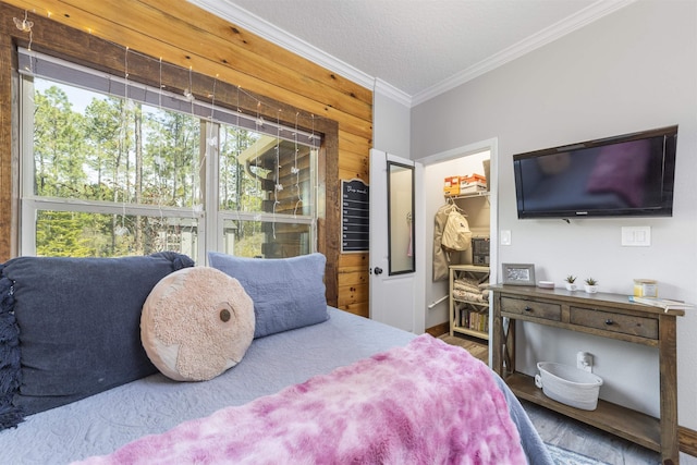 10635 Beckenger Ave, Hastings, FL 32145 - bedroom with a textured ceiling, a walk in closet, and crown molding