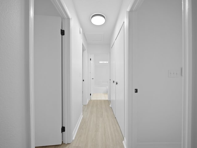 hallway featuring light wood-type flooring