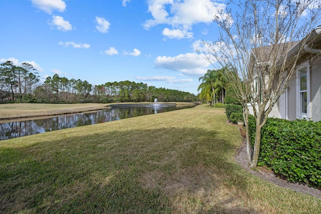 view of yard featuring a water view