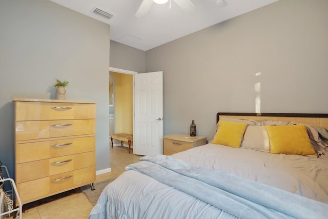 bedroom featuring ceiling fan