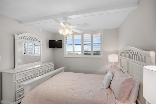 7990 A1A S, Saint Augustine, FL 32080 - bedroom featuring multiple windows, beam ceiling, and ceiling fan