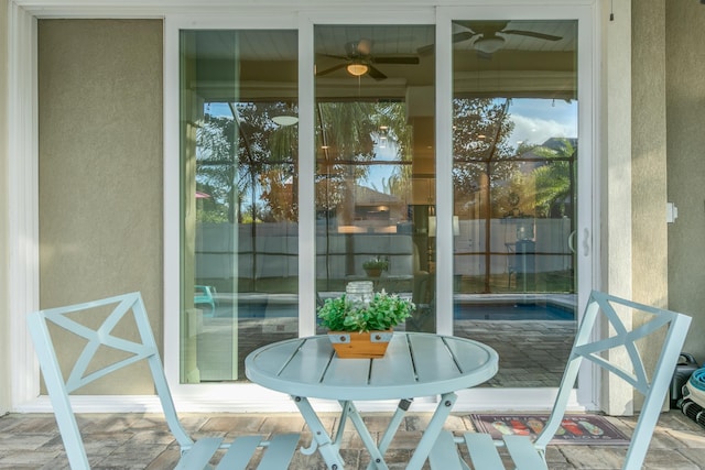 exterior space featuring a patio and ceiling fan