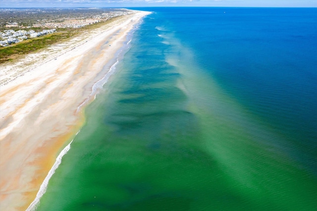 property view of water featuring a beach view