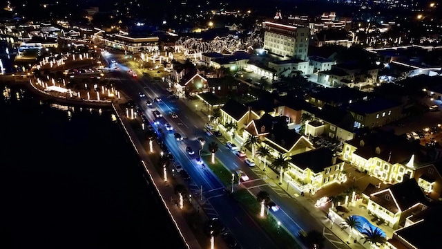 view of aerial view at night