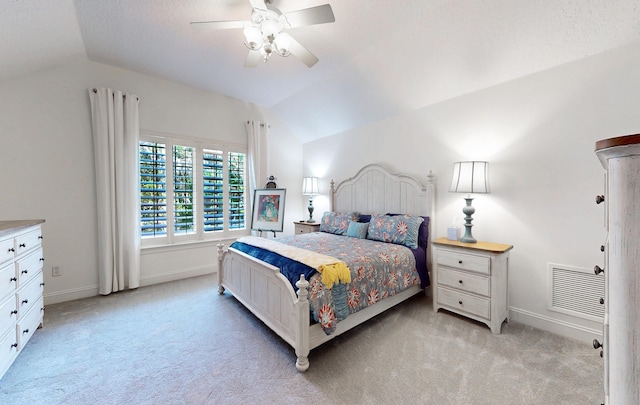 113 Holly Berry Ln, Saint Johns, FL 32259 - bedroom with baseboards, visible vents, vaulted ceiling, and light carpet