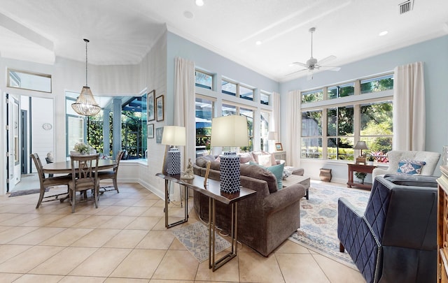 113 Holly Berry Ln, Saint Johns, FL 32259 - living area featuring a ceiling fan, light tile patterned floors, baseboards, and visible vents